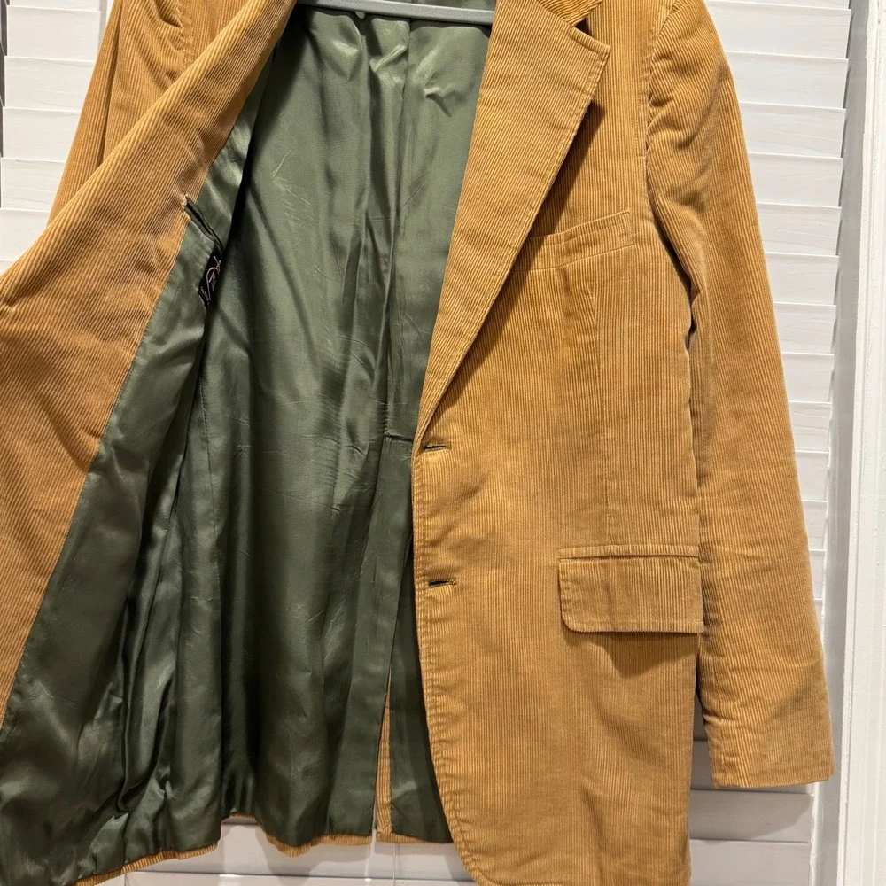 Vintage JOS A BANK Tan Corduroy Blazer‎ Sport Coat Mens Two Button Estimated 48R